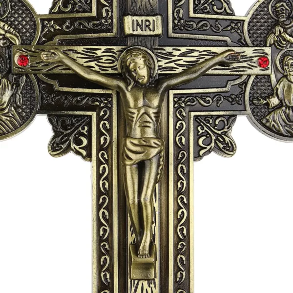Figurines de reliques d'église, Crucifix de jésus-Christ sur le support, Crucifix croisé, décoration de chapelle de maison – Image 13