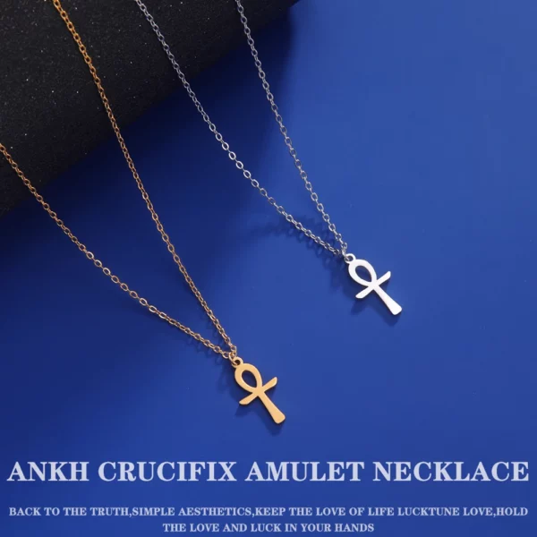 Lucktune Ankh croix amulette égyptienne collier en acier inoxydable clé de la vie symbole Crucifix pendentif collier femmes Religion bijoux – Image 19