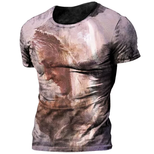 T-shirt à Manches Courtes et Col Ras du Cou pour Homme, Vêtement Décontracté à vaccage Rapide, avec Impression 3D de Jésus Dieu, à la Mode, Nouvelle Collection Été – Image 19