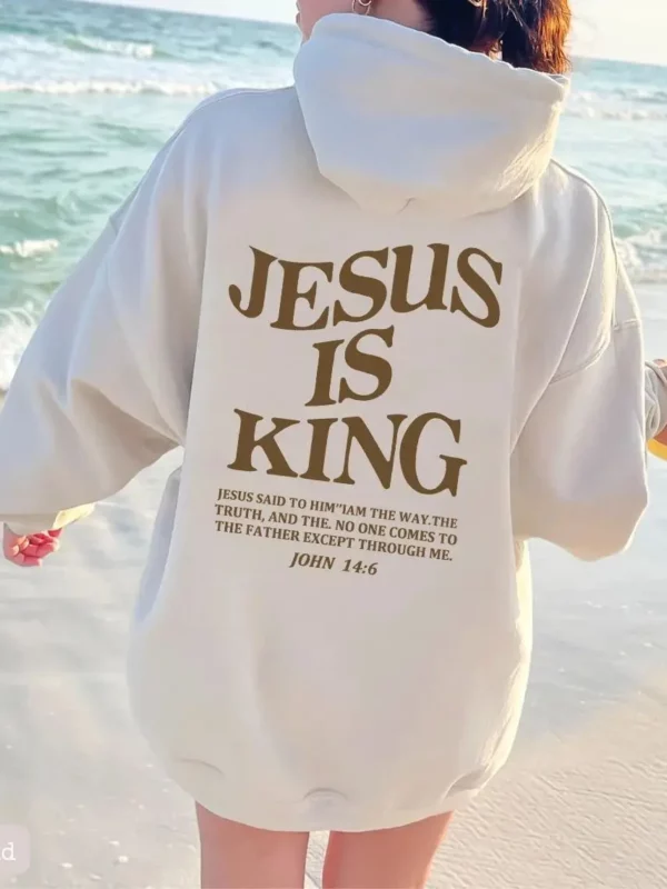 JESUS IS KING Sweats à capuche d'automne et d'hiver pour femmes, vêtements pour femmes à capuche à manches longues avec lettres imprimées double face Amazon – Image 20