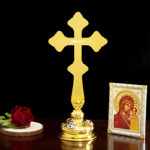 HTISOK-Croix Orthodoxe Réaliste, Cadeau Religieux, Alliage D.lique Plaqué Or, Passion Jésus, Sainte Image, Croix de Prière – Image 3