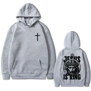 Christian jésus est roi sweat à capuche graphique hommes femmes Hip Hop mode rétro surdimensionné sweat unisexe polaire coton à capuche pull