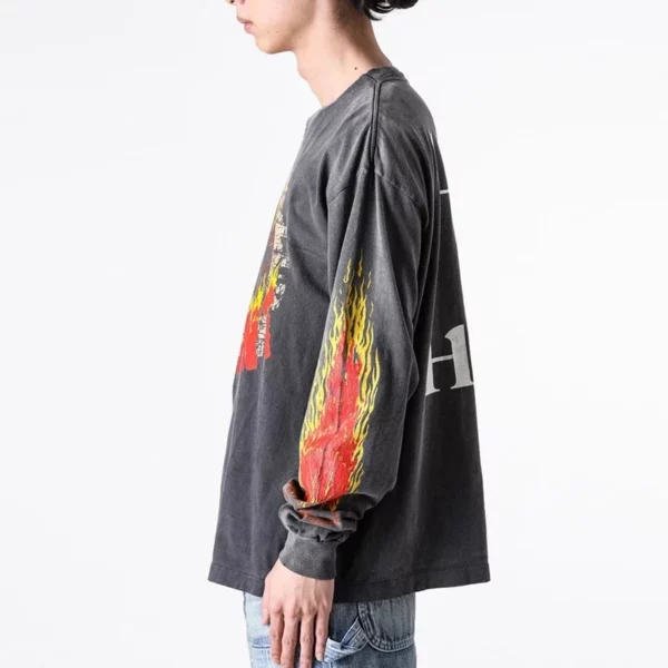 Toutes les saisons meilleure qualité coton Vintage lavé noir endommagé t-shirt hommes femmes jésus imprimé Saint à manches longues t-shirts hauts – Image 30