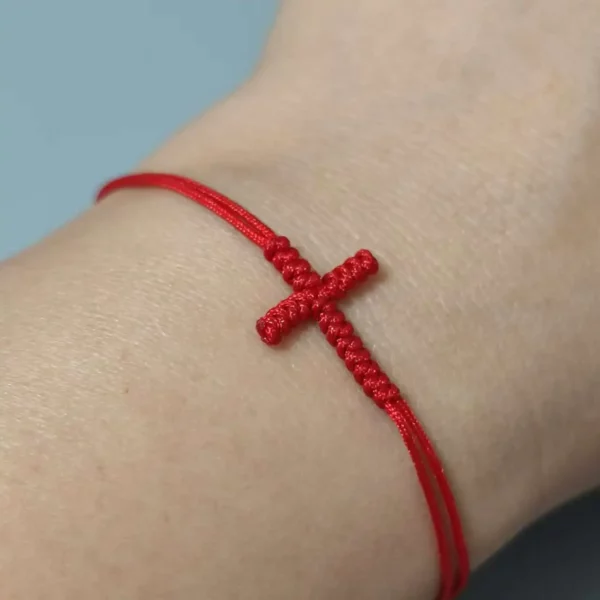 Bracelet croix porte-bonheur rétro, fil tissé pur, nœuds, réglable double face, pour femmes, hommes, filles, garçons, amoureux – Image 5