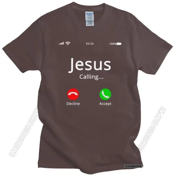 T-shirt homme 100% coton, humoristique et religieux, Jésus appelle le Christ, chrétien, Bible, cadeau – Image 14