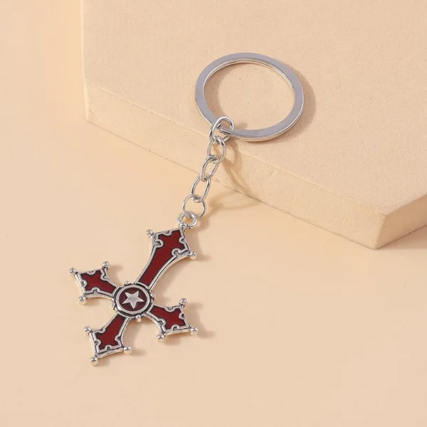 Aihua-Porte-clés croix inversée pour hommes et femmes, pentagramme Steampunk vintage, porte-clés de voiture, croix gothique SAFLucifer – Image 26