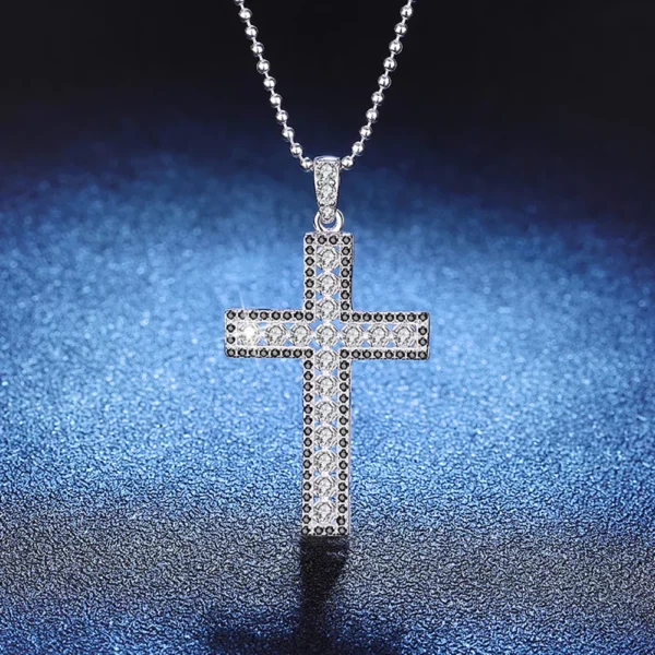 Serenity – collier croix Moissanite couleur D, 2mm, pour femmes et hommes, en argent Sterling S925, pendentif jésus scintillant, chaîne de cou, anniversaire – Image 12