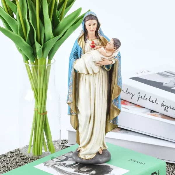 Statue de la Vierge Catholique et de l'Enfant Jésus, 1 Pièce, Sainte Mère, Vierge Marie, Décoration Intérieure Inspirante – Image 4