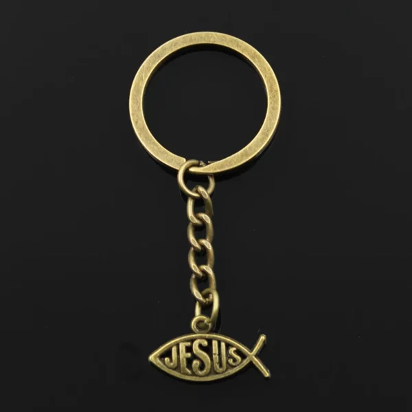 Porte-clés poisson Jésus pour hommes, porte-clés de voiture, porte-bague, souvenir pour cadeau, bijoux de bricolage, nouvelle mode, 22x12mm – Image 5