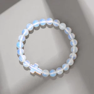 Croix opale pierre perles Bracelets pour Femme hommes prière Protection âme énergie guérison Quart Bracelet Yoga bijoux Homme Pulsera
