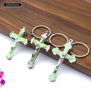 Porte-clés croix de Jésus pour hommes et femmes, porte-clés chrétien, cadeau en métal, religion catholique, ornement de croix, outils de bijoux de sac