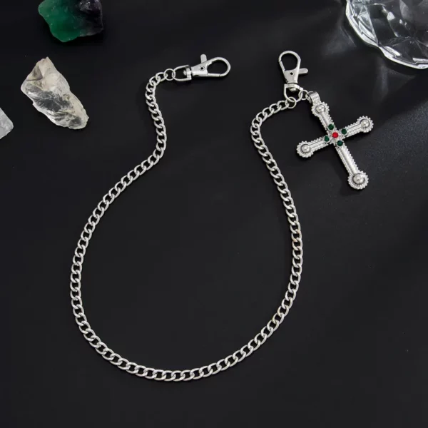 52CM Punk croix jésus pendentif porte-clés pour hommes Rock Goth pantalon taille ceinture portefeuille sac chaîne jean pantalon mâle bijoux Grunge – Image 14