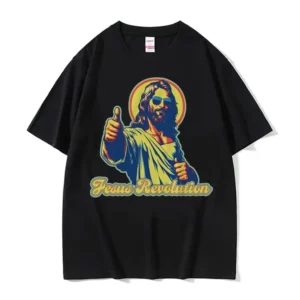 T-shirt rétro pour hommes et femmes, T-shirt graphique de Jésus, Dégradement chrétien, Mode gothique, Haute qualité, Décontracté, T-shirt en coton, Révolution