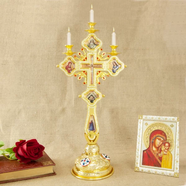 Croix de bougeoir conique en forme de croix religieuse orthodoxe, croix chrétienne de Pâques, Jésus, Nina, ufux, ci-après, porte-autel avec support