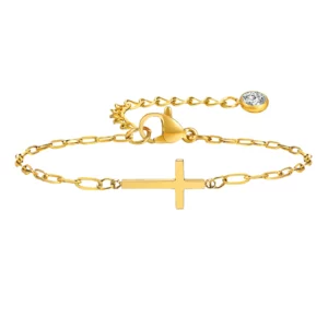 JOLink-Bracelet Croix Trombone Réglable, Acier Inoxydable, Bijoux Religieux ChréKh