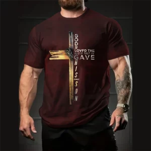 Jésus croix impression hommes T-Shirt été décontracté à manches courtes T-Shirt Micro élastique séchage rapide Streetwear surdimensionné T-Shirt hommes vêtements de sport