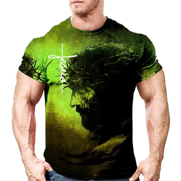 T-shirt vintage Jésus Christ pour hommes, vêtements pour hommes, haut précieux, impression HD, décontracté, manches courtes, rue, t-shirts de haute qualité – Image 13