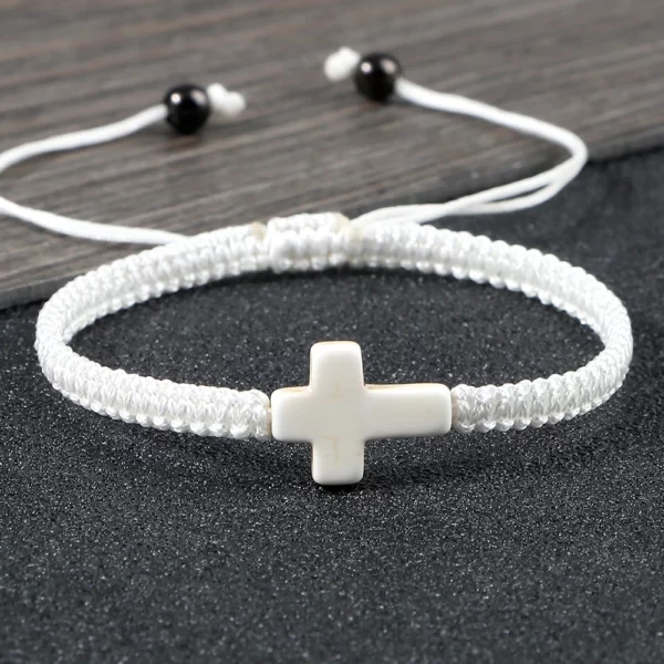 Bracelet croix de jésus tissé à la main pour hommes et femmes, fil rouge noir tressé, porte-bonheur, à la mode, pour Couple, bijoux d'amitié – Image 17