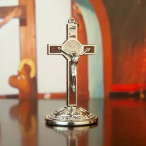 HT – crucifix de jésus en métal, fournisseur d'église, croix de Table catholique avec support pour les prières du Christ, décoration de maison de Jérusalem