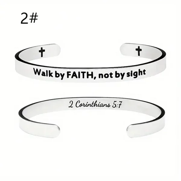 Citation jésus écriture chrétienne verset de la Bible Bracelet manchette ouverte en acier inoxydable Bracelet et bracelets croisés – Image 2