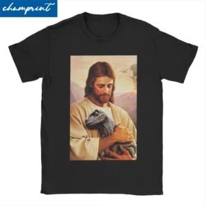 Hommes femmes T-Shirts jésus dinosaure drôle coton t-shirt à manches courtes T-Shirts col rond vêtements idée cadeau