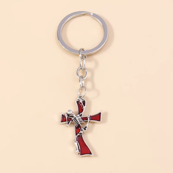 Aihua-Porte-clés croix inversée pour hommes et femmes, pentagramme Steampunk vintage, porte-clés de voiture, croix gothique SAFLucifer – Image 19