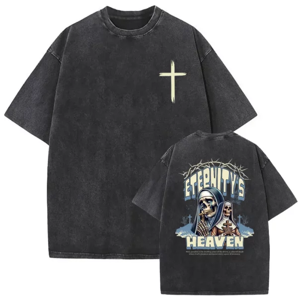Série religieuse chrétienne jésus Vintage lavé T-shirt hommes femmes gothique Rock surdimensionné à manches courtes t-shirts Hip Hop Streetwear – Image 48