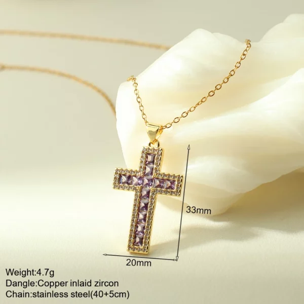 Croix Collier Pour Les Femmes Bohème Jésus Vierge Marie Choker Boho Zircon Colliers En Acier Inoxydable Longue Chaîne Nouveau Dans le cou Bijoux – Image 15