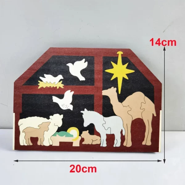 Puzzle de Jésus en bois pour la décoration de la maison, jeu de puzzle de Noël, conception unique brûlée, bureau drôle, FigAuckland, Nativité – Image 7