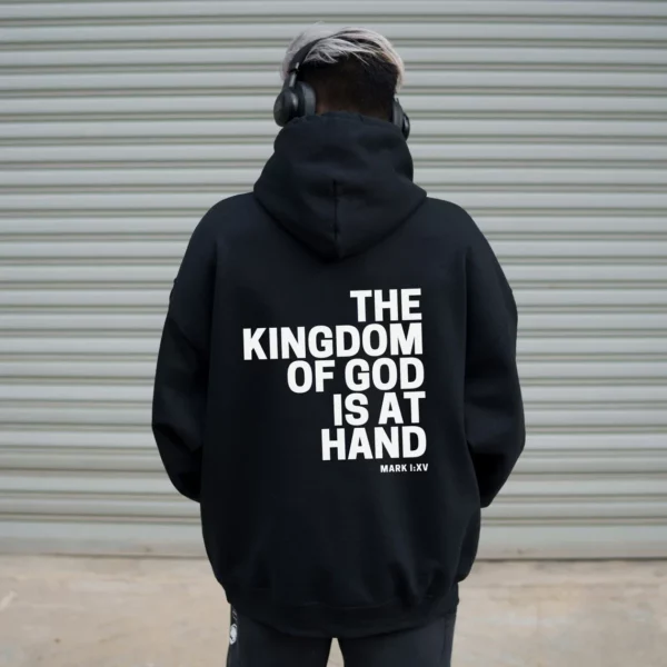 Sweat à capuche chrétien pour homme et femme, symbole positif, verset biblique, Jésus, le royaume de dieu est à portée de main, slogan imprimé PVD, streetwear – Image 9