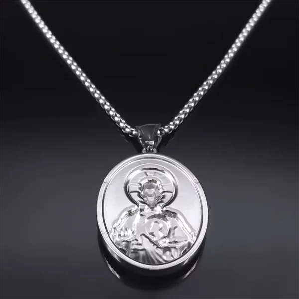 SAINT JUDE prier pour nous collier pour femmes hommes en acier inoxydable couleur argent Christ jésus médaille collier bijoux collier ZZ399 – Image 4