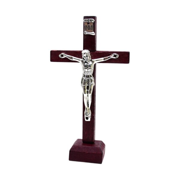 Décor de table Crucifix, croix en bois de 4 pouces, Statue de jésus pour cadeaux de décoration – Image 13