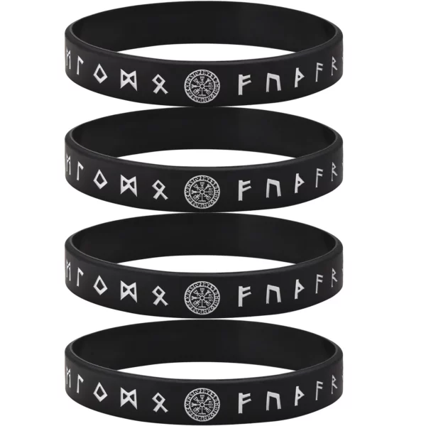 Vnox – Bracelet en Silicone pour hommes, 12mm, Bracelet en caoutchouc souple, boussole Viking nordique Rune Almut, ensemble de bracelets – Image 7
