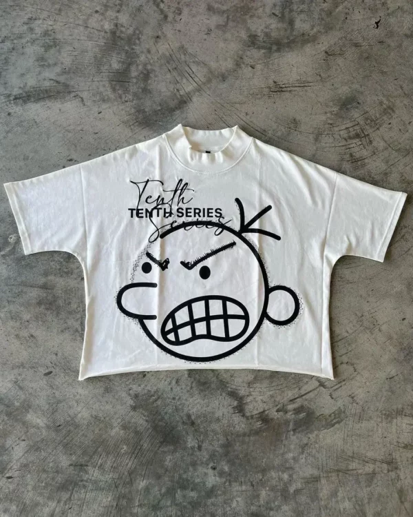 Américain rétro t-shirt Y2K vêtements hommes femmes Hip Hop dessin animé lettre impression surdimensionné t-shirt coton décontracté à manches courtes hauts – Image 4