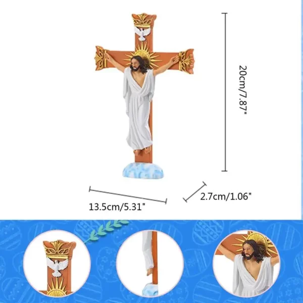 Résine F68D pour croix croix Jésus Statue Catholic Figurine Mur suspendu Sculpture Ornement prière religieuse – Image 6