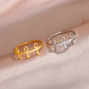 Skyrim amulette egypte Ankh croix anneau en acier inoxydable bagues rétro égyptien clé de vie bijoux cadeau d'anniversaire pour les femmes