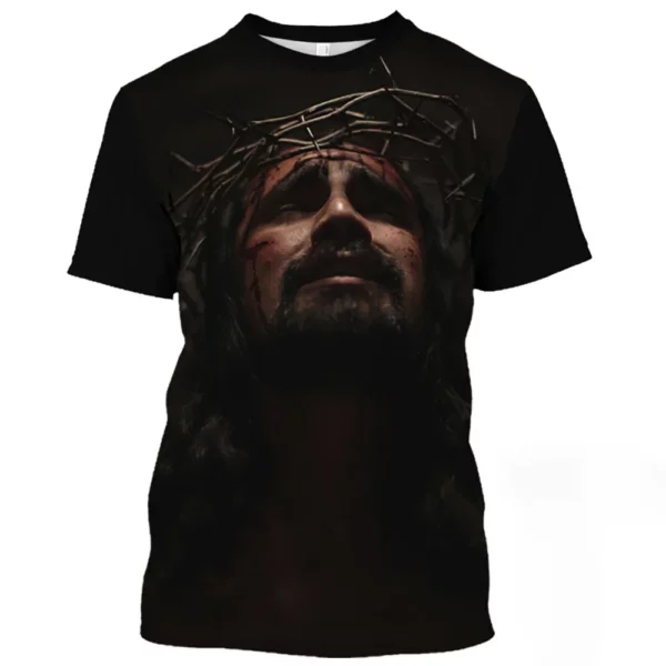 T-shirt à manches courtes à motif de Jésus-Christ pour hommes, décontracté, col rond, imprimé catholicisme, séchage rapide, été – Image 17