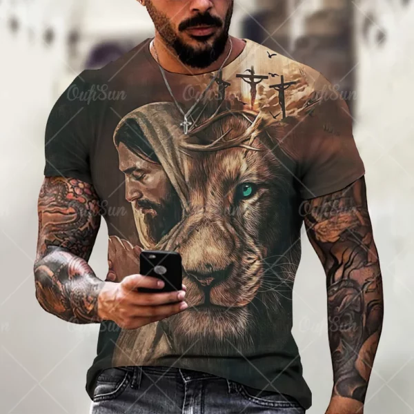 Christ jésus T-Shirt pour hommes impression 3D T-Shirt livraison gratuite vêtements à manches courtes Streetwear Vintage hauts T-Shirt hommes vêtements – Image 7