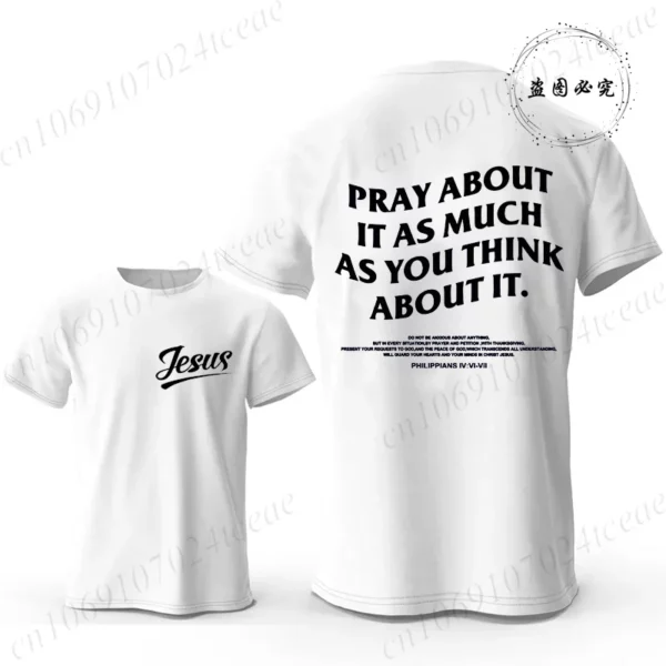 Croyez la croix jésus graphique créatif hommes T-shirts mode été esthétique T-shirts décontracté à manches courtes t-shirt hauts chrétiens – Image 15