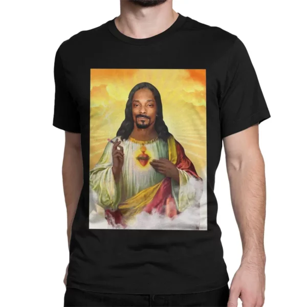 T-shirt à manches courtes et col rond pour hommes et femmes, Saint Jesus, Snoop, Dogg, Vintage, 100% coton, Vêtements College – Image 7