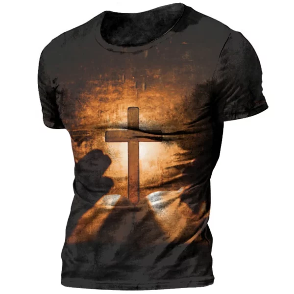 T-shirt à Manches Courtes et Col Ras du Cou pour Homme, Vêtement Décontracté à vaccage Rapide, avec Impression 3D de Jésus Dieu, à la Mode, Nouvelle Collection Été – Image 11