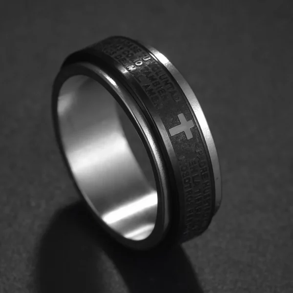 Bagues croix de Jésus en acier au titane pour femmes et hommes, bijoux de doigt, prière de la Bible, lettre chrétienne, vente en gros, nouveauté – Image 10