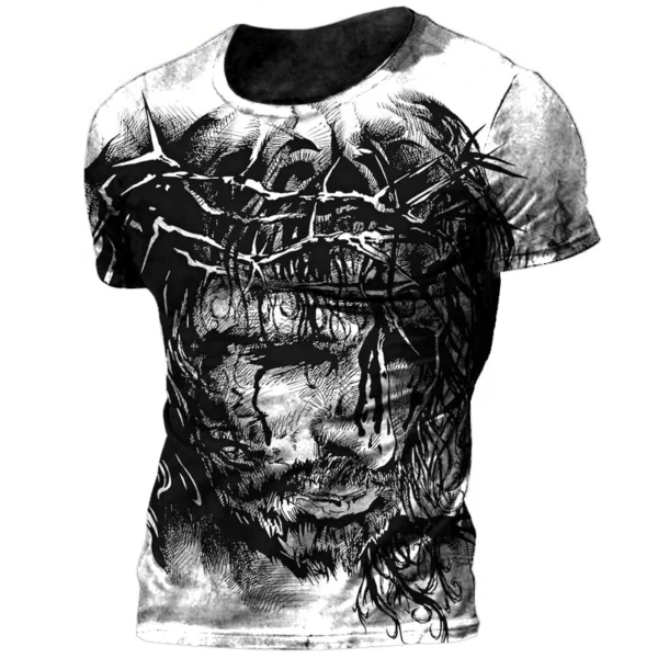 T-shirt à Manches Courtes et Col Ras du Cou pour Homme, Vêtement Décontracté à vaccage Rapide, avec Impression 3D de Jésus Dieu, à la Mode, Nouvelle Collection Été – Image 35