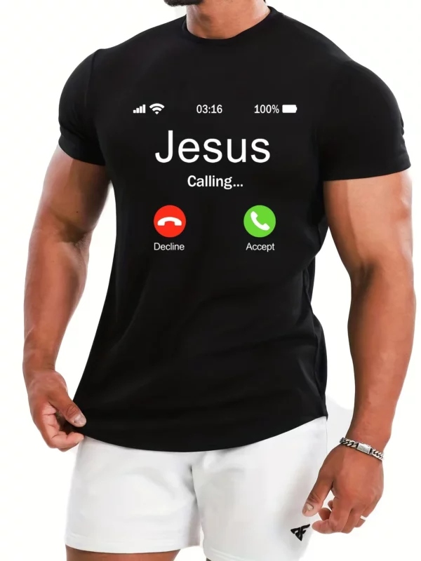 T-shirt imprimé motif appel de Jésus pour hommes, t-shirt graphique confortable, vêtements de plein air d'été, offre spéciale – Image 39