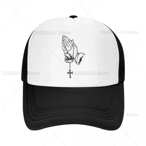 Casquette de camionneur réglable pour adultes, chapeaux Snapback Hip Hop, Jésus, Marie, Dieu chrétien, Foi, Mains en prière, Baseball
