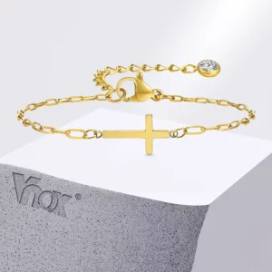 Vnox-Bracelet en acier inoxydable pour femmes et filles, Croix rapide, Bijoux à la mode, Christian ChimJOBracelet, Zkeys on Tail Mars