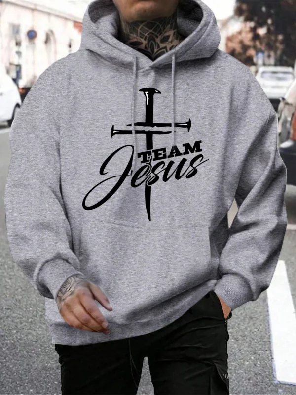 Sweat-shirt à capuche pour hommes, Design de l'équipe de jésus imprimé, mode chaude, décontracté, avec poches, grande taille, Streetwear, automne – Image 4