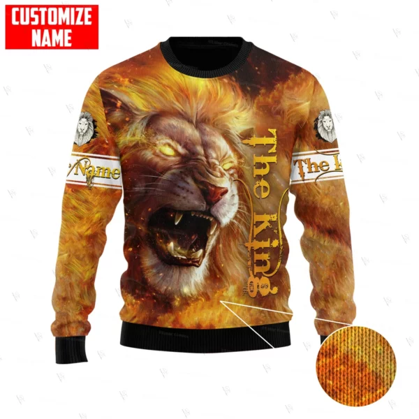 Nom personnalisé Animal roi Lion jésus Cosplay tatouage noël laid pull 3DPrint Harajuku pull décontracté hiver sweats X2 – Image 2