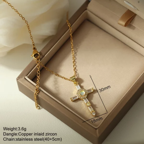 Nouveau en été couleur or bijoux pour Boho Croix et Vierge Marie Collier Pour Femmes En Acier Inoxydable Longue Chaîne Jésus Choker – Image 31