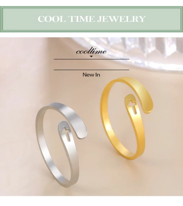 COOLTIME croix anneaux en acier inoxydable pour femmes taille réglable bague bijoux fiançailles anniversaire cadeau 2025 nouveau – Image 11